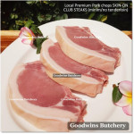 Pork CHOP SKIN ON CLUB STEAK (less/no tenderloin) 3/4" 2cm frozen Local Premium (price/pack 500g 2pcs)